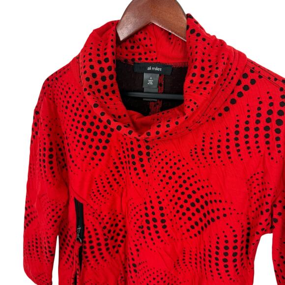 NEW NWT Ali Miles Sz Small Vibrant Red Wearable Art Christmas Blouse Shirt Top - Picture 5 of 8